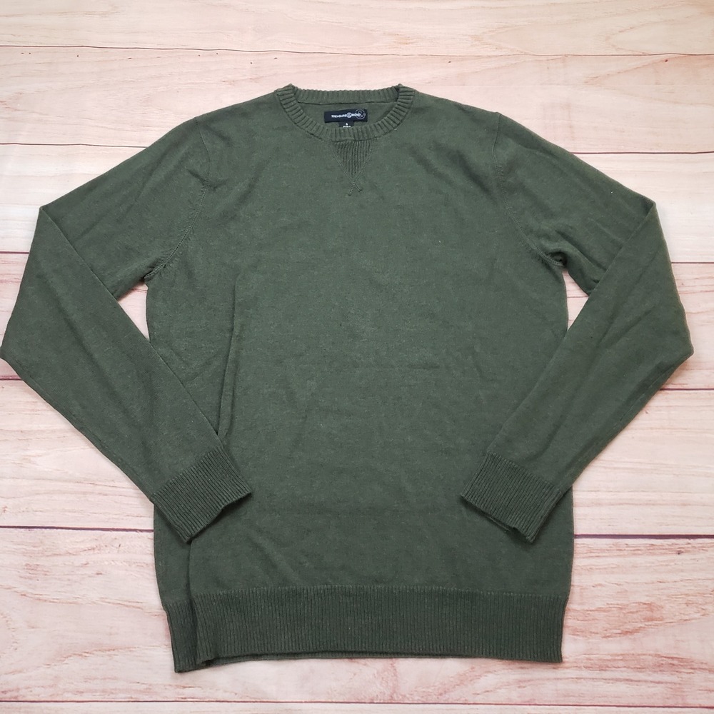 Treasure & Bond Sweater Womens Small Olive Green Cotton‎ Cashmere Crewneck